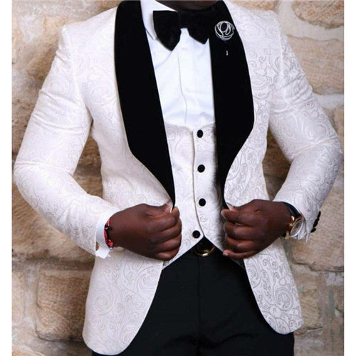 HB052 Brand Custom Made New Groomsmen Shawl Lapel Groom Tuxedos Red/White/Black Men Prom Suits Wedding Best Man Blazer Fashion