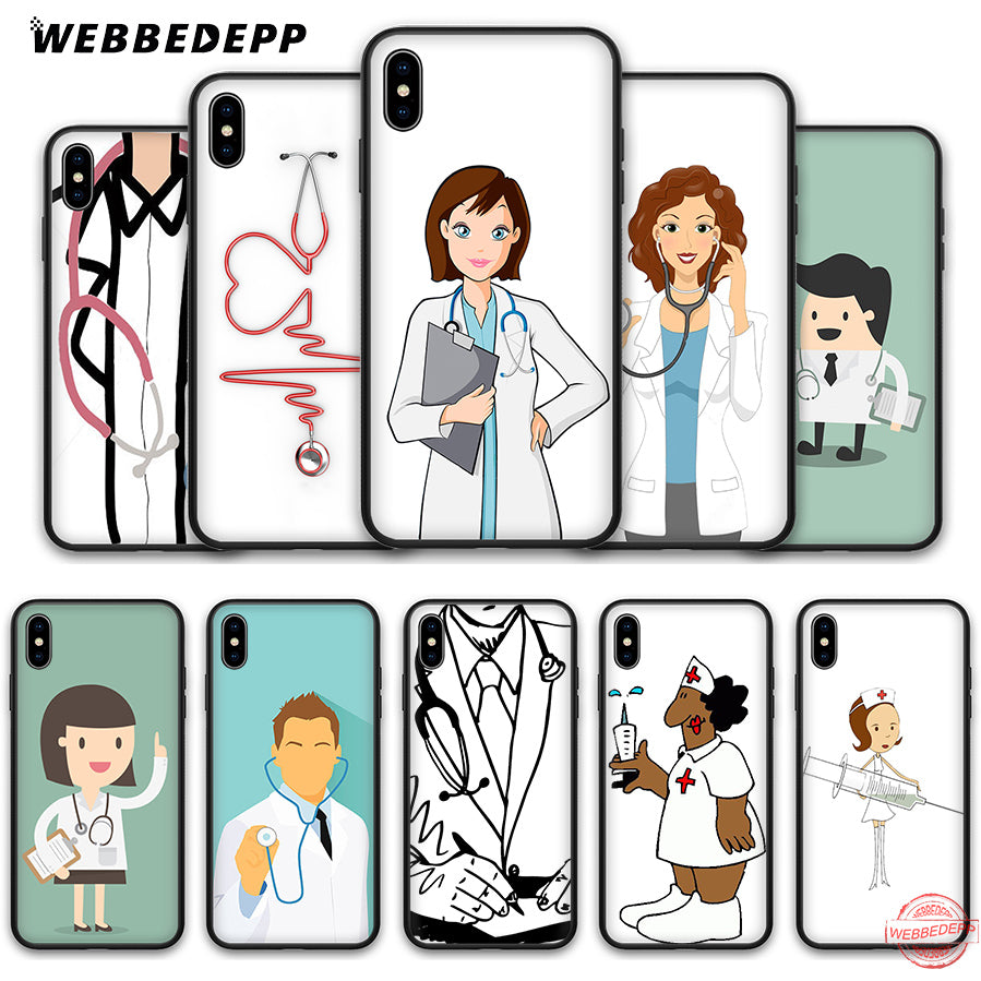 WEBBEDEPP Doctor Medical Devices Stethoscope Soft Silicone Case for iPhone 8 7 6S 6 Plus 11 Pro XS Max XR X 5 5S SE Back Shell
