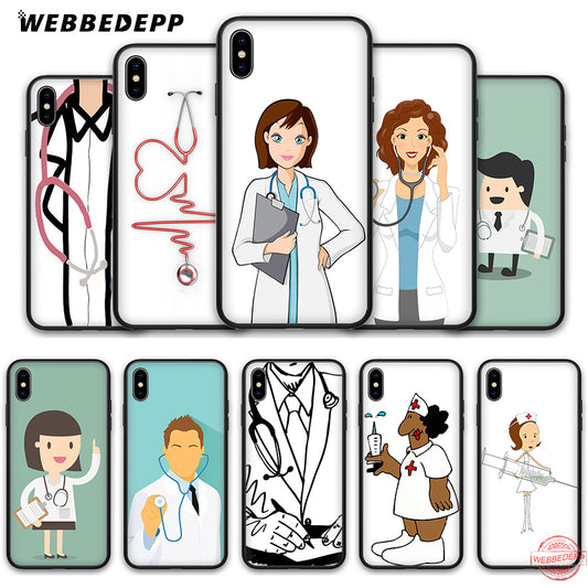 WEBBEDEPP Doctor Medical Devices Stethoscope Soft Silicone Case for iPhone 8 7 6S 6 Plus 11 Pro XS Max XR X 5 5S SE Back Shell