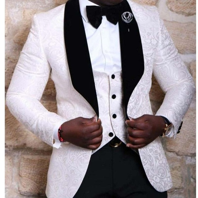 Olive Green Mens Suits For Groom Tuxedos Notched Lapel Slim Fit Blazer 3 Pieces (Jacket Pants Vest) Wedding Suit