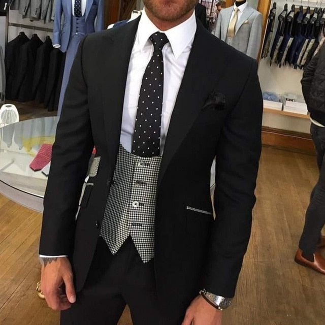 Olive Green Mens Suits For Groom Tuxedos Notched Lapel Slim Fit Blazer 3 Pieces (Jacket Pants Vest) Wedding Suit