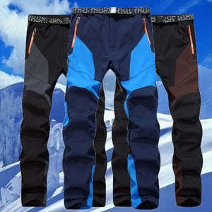 Men Winter Fish Warm Softshell Fleece Pants Ski Outdoor Sport Hike Trousers Camp Climb Trek Ski Mountain Male Waterproof Wear