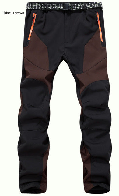 Men Winter Fish Warm Softshell Fleece Pants Ski Outdoor Sport Hike Trousers Camp Climb Trek Ski Mountain Male Waterproof Wear
