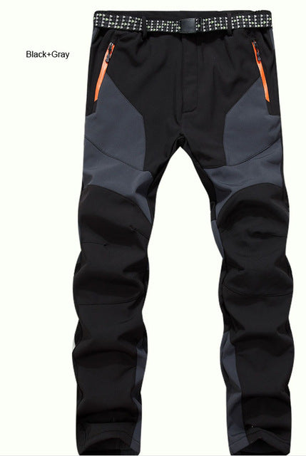 Men Winter Fish Warm Softshell Fleece Pants Ski Outdoor Sport Hike Trousers Camp Climb Trek Ski Mountain Male Waterproof Wear