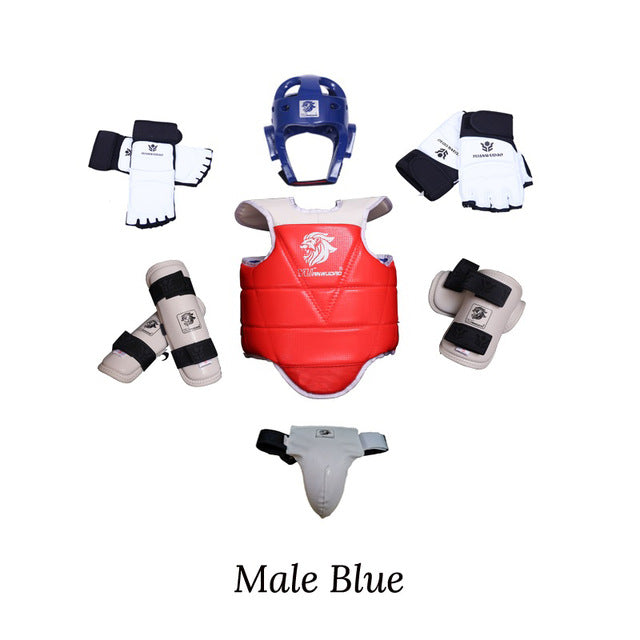 Taekwondo Protector 8 set Full  Karate Tkd 8 piece helmet Chest tae kwon do and Ankle Sanda Boxing Match Black Belt Children