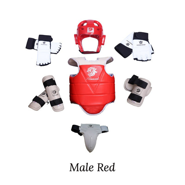 Taekwondo Protector 8 set Full  Karate Tkd 8 piece helmet Chest tae kwon do and Ankle Sanda Boxing Match Black Belt Children