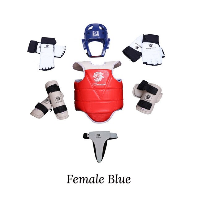 Taekwondo Protector 8 set Full  Karate Tkd 8 piece helmet Chest tae kwon do and Ankle Sanda Boxing Match Black Belt Children