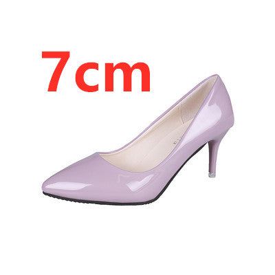 Mujer Tacones Altos Women Classic Office Heels Lady Fashion Sweet Purple Pu Leather High Heel Pumps Female Casual Shoes E5495
