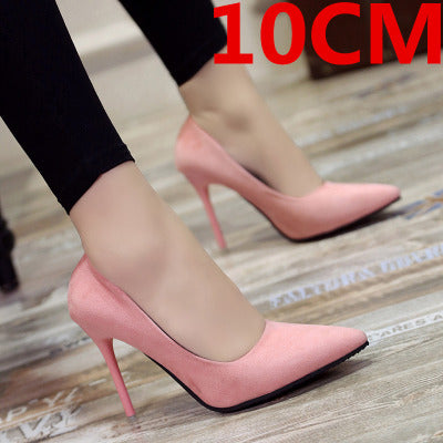 Mujer Tacones Altos Women Classic Office Heels Lady Fashion Sweet Purple Pu Leather High Heel Pumps Female Casual Shoes E5495