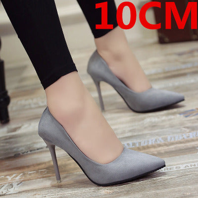Mujer Tacones Altos Women Classic Office Heels Lady Fashion Sweet Purple Pu Leather High Heel Pumps Female Casual Shoes E5495