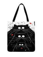 Ladies Shoulder Bag Black And White Cat Printed Tote Bag For Women Casual Foldable Shopping Bag Outdoor Beach Bag Daily Hand Bag
