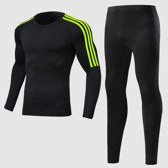 3pcs / set Men's Gym Workout Sports Suit Fitness Compression Clothes Running Jogging Sport Wear Exercise Workout Tights