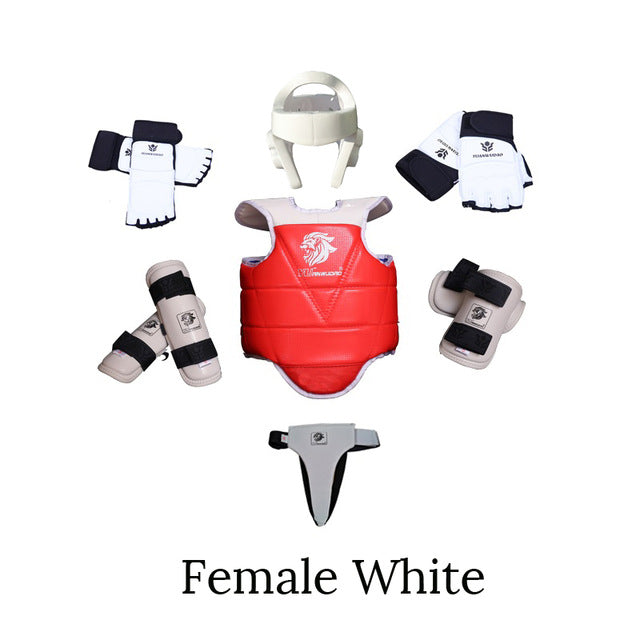 Taekwondo Protector 8 set Full  Karate Tkd 8 piece helmet Chest tae kwon do and Ankle Sanda Boxing Match Black Belt Children