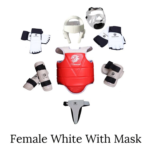 Taekwondo Protector 8 set Full  Karate Tkd 8 piece helmet Chest tae kwon do and Ankle Sanda Boxing Match Black Belt Children