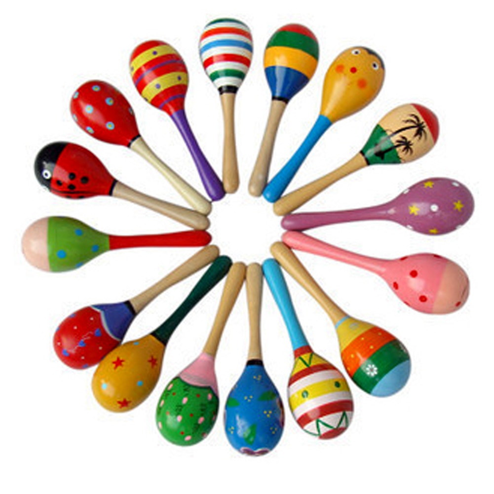 11pcs/lot Colorful Children Toys Wooden Maracas Ball Rattle Sand Hammer Gift Kids Baby Rhythm Stick Musical Instruments Toys