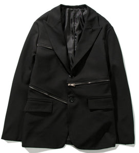 2020 New Men Zipper Design Casual Suit Blazer Jacket Overcoat Male Japan High Street Suit Coat Outerwear Spring Autumn