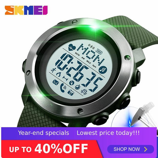 SKMEI Smart Watch Sport Men Watch Waterproof Steel Ring Bluetooth Magnetic Chargeing Electronic Compass reloj inteligent 1511