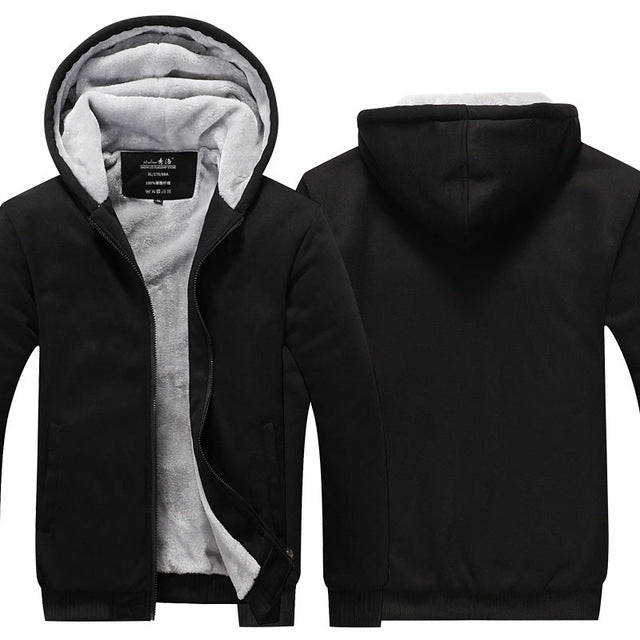 Jacket Men 2019 Winter Thick Warm Fleece Zipper Coat for Mens Sport Wear Tracksuit Male European Hoodie Punisher Cosplay Costume