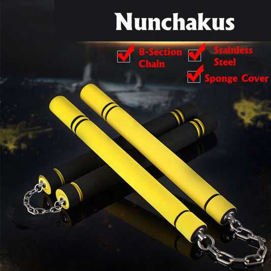 for Beginners Black yellow Durable nunchakus Martial Arts Nunchakus Weapon Foam Metal Chain Safe Sponge Nunchucks