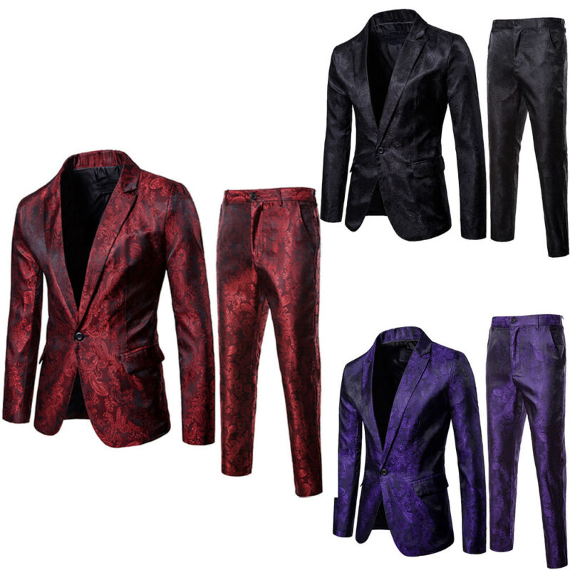 2Pcs Mens Blazer Suit Slim Fit Tuxedo Coat + Pants Trousers Formal Evening Wedding Groom 2019 nEW