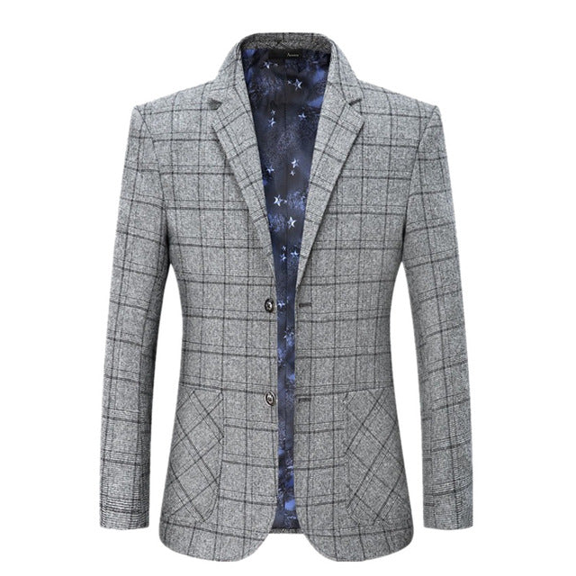 FGKKS Fashion Blazers Mens Autumn Winter Pland Business Male Casual Suit Jackets High Quality Brand Men Formal Blazer Coat