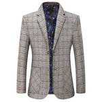 FGKKS Fashion Blazers Mens Autumn Winter Pland Business Male Casual Suit Jackets High Quality Brand Men Formal Blazer Coat