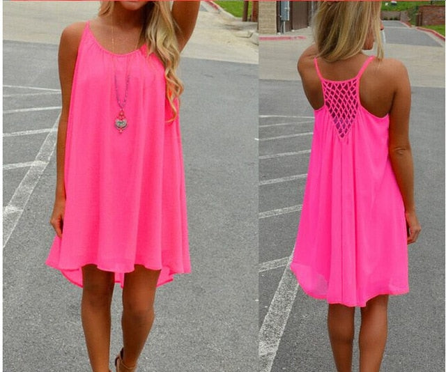 Women beach dress fluorescence female summer dress chiffon voile women dress summer style women clothing plus size lyq01
