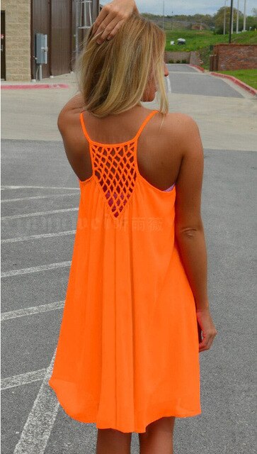 Women beach dress fluorescence female summer dress chiffon voile women dress summer style women clothing plus size lyq01