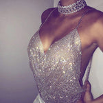 Crystal Mesh Tank Top  Womens Diamond Metal Crop Top 2019 summer Beach Sexy Gold Sparkly Sequin Draped Chain Backless Club Vest