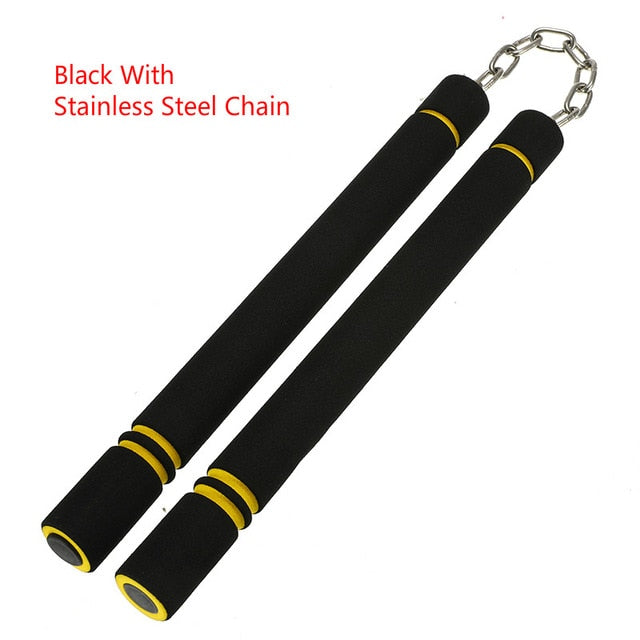 for Beginners Black yellow Durable nunchakus Martial Arts Nunchakus Weapon Foam Metal Chain Safe Sponge Nunchucks
