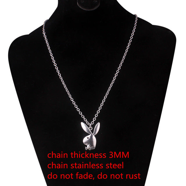 stainless steel chain 3mm trendy angel Play rabbit head tiger unicorn Necklace women unisex jewelry new punk flame necklaces men