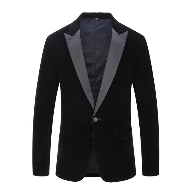 PYJTRL Male Plus Size Classic Black Shawl Lapel Velvet Blazer Men Fashion Casual Wedding Groom Slim Suit Jacket Singers Costume