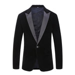 PYJTRL Male Plus Size Classic Black Shawl Lapel Velvet Blazer Men Fashion Casual Wedding Groom Slim Suit Jacket Singers Costume