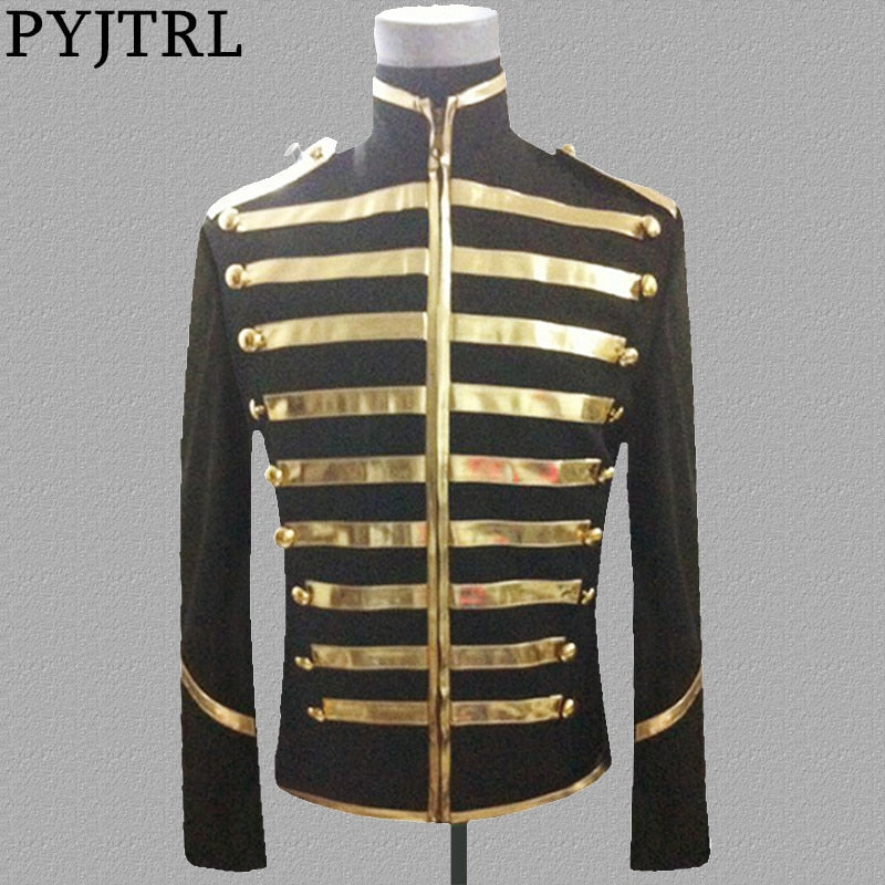 PYJTRL Tide Blazer Men Mandarin Collar Gold Silver Stage Suit Jacket Party Dress Singers Clothing