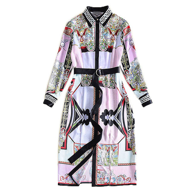 Long Dress High Quality New Women'S Party Fashion Boho Beach Plus Size  Maxi Vintage Elegant Royal Print Long Sleeved Dresses