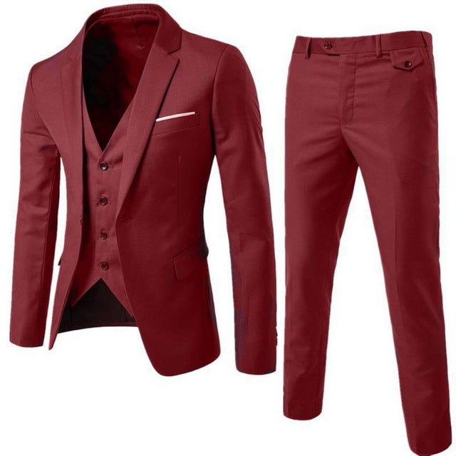 Oeak Men Spring 3 Pieces Classic Blazers Suit Sets Men Business Blazer +Vest +Pant Suits Sets Men Wedding Party Set High Quality