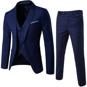 Oeak Men Spring 3 Pieces Classic Blazers Suit Sets Men Business Blazer +Vest +Pant Suits Sets Men Wedding Party Set High Quality