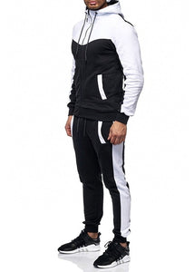 2pcs Men's Tracksuit Sports Suit Gym Fitness Patchwork Hoodie Clothes Running Jogging Sport Wear Exercise Workout Tights