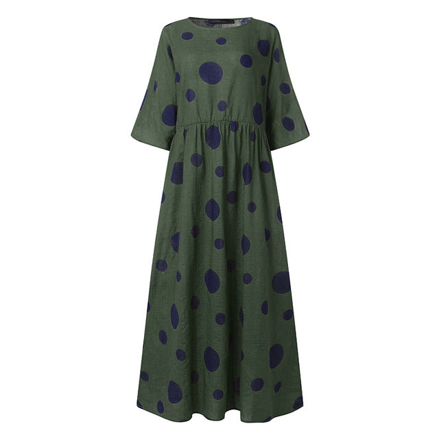 ZANZEA 2020 Fashion Printed Maxi Dress Womens Summer Sundress Vintage 3/4 Sleeve Long Vestidos Female Casual Party Robe Femme