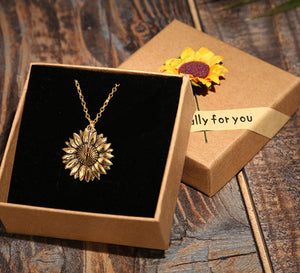 Fashion Sunflower Double-layer Engraved Pendant Necklaces For Women Round Open Gold Long Chain Charm Necklace Women Jewelry