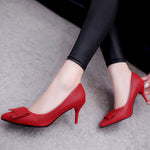 Bombas De Mujeres Women Cute Sweet Red Slip on High Heel Shoes Lady Casual Comfortable Autumn Pumps Female Black Shoes G743