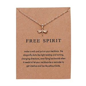 Rinhoo With Card gold Alloy Necklace Lotus Lucky Elephant butterfly dragonfly Three Circle Fashion Necklace women jewelry gift