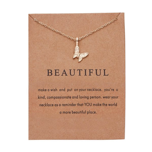 Rinhoo With Card gold Alloy Necklace Lotus Lucky Elephant butterfly dragonfly Three Circle Fashion Necklace women jewelry gift