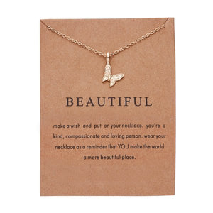 Rinhoo With Card gold Alloy Necklace Lotus Lucky Elephant butterfly dragonfly Three Circle Fashion Necklace women jewelry gift