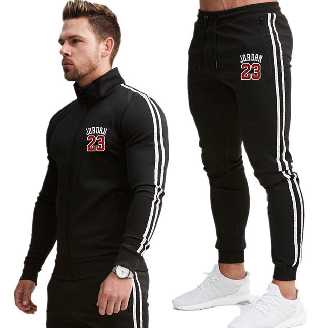 2 Piece Men Hoodies Gyms Sport wear Tracksuit Fitness  Suit Jogger Men Set