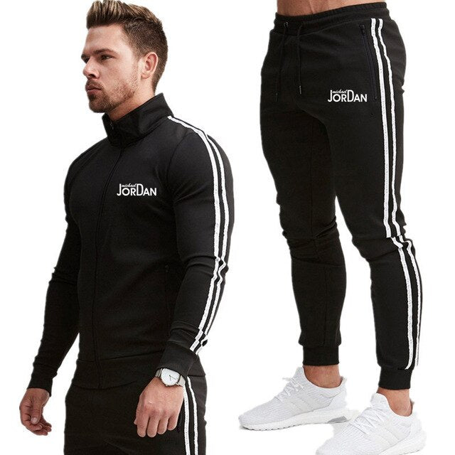 2 Piece Men Hoodies Gyms Sport wear Tracksuit Fitness  Suit Jogger Men Set