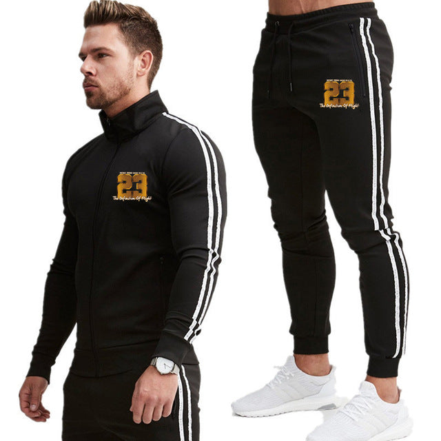 2 Piece Men Hoodies Gyms Sport wear Tracksuit Fitness  Suit Jogger Men Set