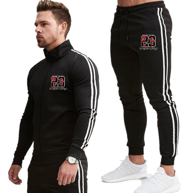 2 Piece Men Hoodies Gyms Sport wear Tracksuit Fitness  Suit Jogger Men Set