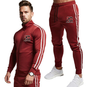 2 Piece Men Hoodies Gyms Sport wear Tracksuit Fitness  Suit Jogger Men Set