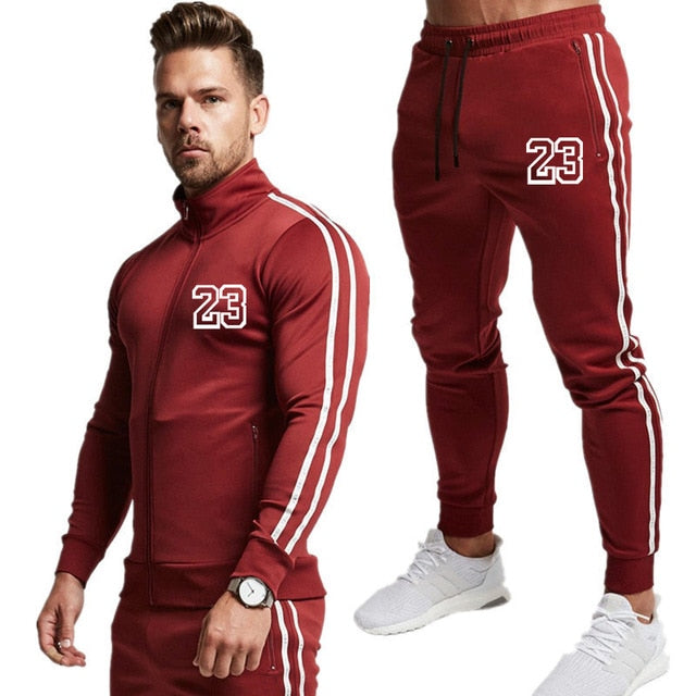 2 Piece Men Hoodies Gyms Sport wear Tracksuit Fitness  Suit Jogger Men Set